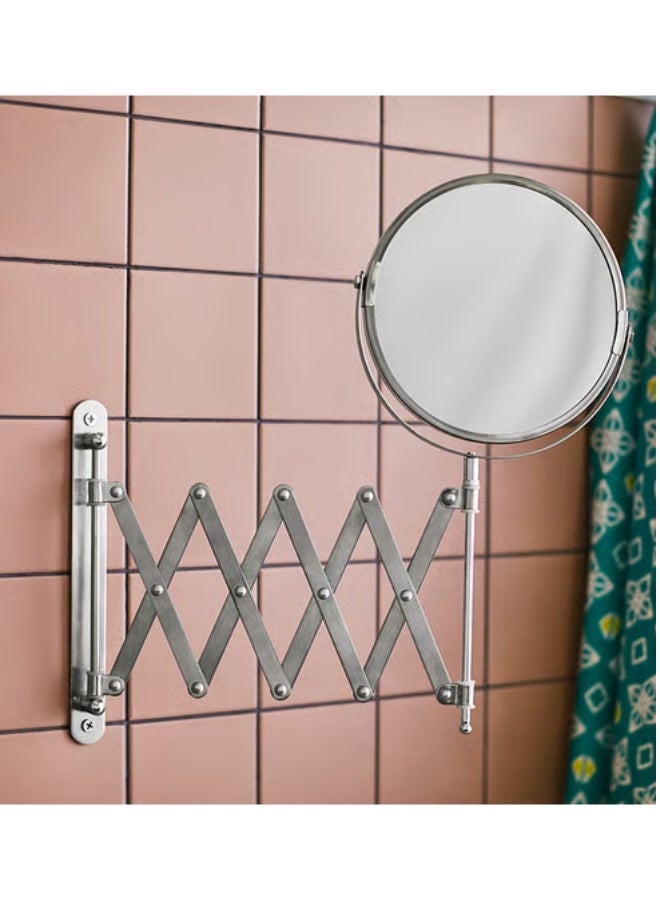 Ikea Wall Mount Round Vanity Magnifying Bathroom Stainless Steel Mirror, Makeup Vanity Mirror, 2.5X Magnification, 17cm Diameter - Image 1