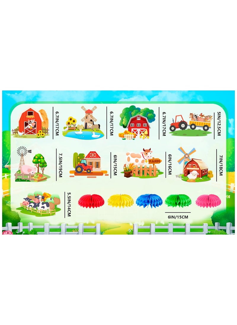 FRUITFUL PARTY Farm Honeycomb Ceterpieces, 9 Pcs Farm Animals Honeycomb Decorations, Farm Theme Birthday Party Honeycomb Centerpieces & Farm Animal Party Centerpieces, for Boys/Girls Farm Animal Birthday Decorations  - Image 3