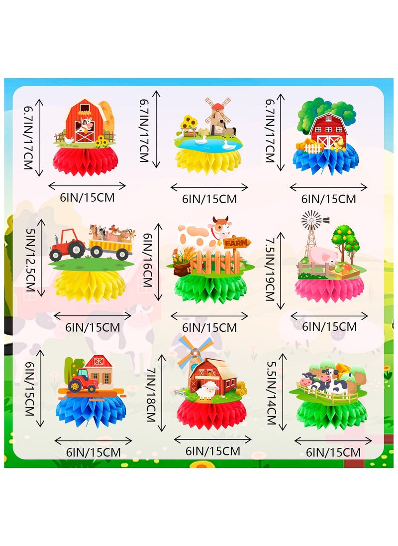 FRUITFUL PARTY Farm Honeycomb Ceterpieces, 9 Pcs Farm Animals Honeycomb Decorations, Farm Theme Birthday Party Honeycomb Centerpieces & Farm Animal Party Centerpieces, for Boys/Girls Farm Animal Birthday Decorations  - Image 2