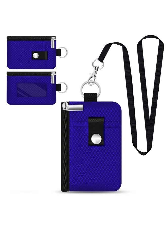 Minimalist RFID Blocking Small Wallet with ID Window,WaterResistant Zip Id Case Wallet with Lanyard Keychain for Cards,Cash,Travel,Women,Men - Image 1