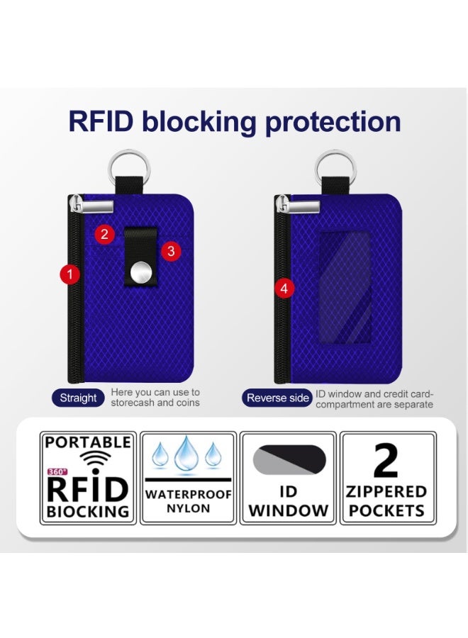 Minimalist RFID Blocking Small Wallet with ID Window,WaterResistant Zip Id Case Wallet with Lanyard Keychain for Cards,Cash,Travel,Women,Men - Image 2