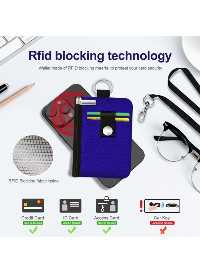 Minimalist RFID Blocking Small Wallet with ID Window,WaterResistant Zip Id Case Wallet with Lanyard Keychain for Cards,Cash,Travel,Women,Men - Image 4