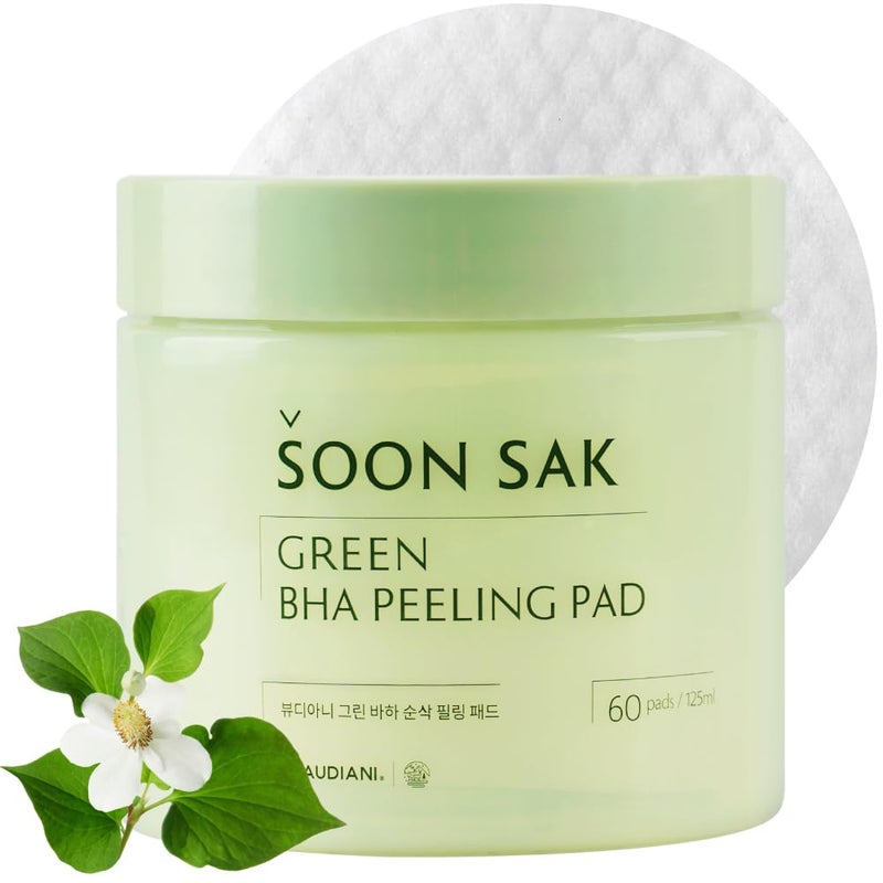 Green BHA soon sak peeling pad 60pads facial peel Korean toner pads exfoliating pads pore tightening soothing  hydrating skincare pads chemical peel pads fruits extract