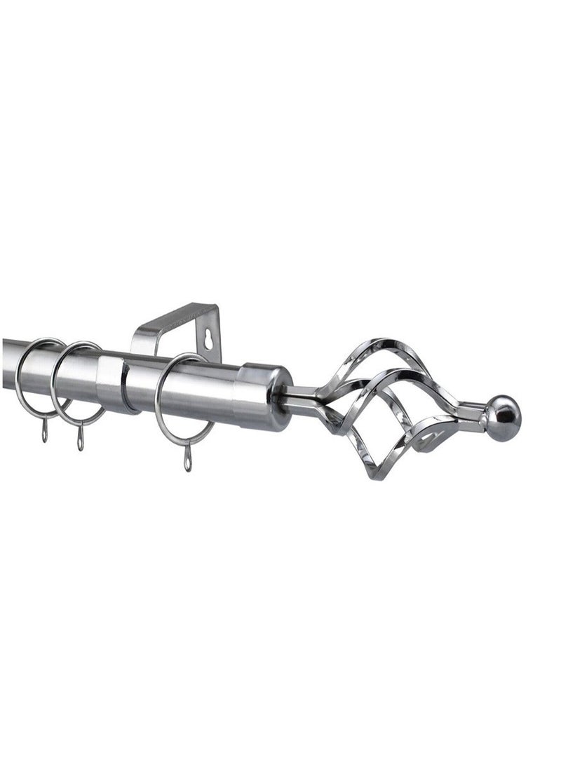 Adjustable Single Metal Curtain Rod Silver 100cm to 200cm 2 Meter  - Image 1
