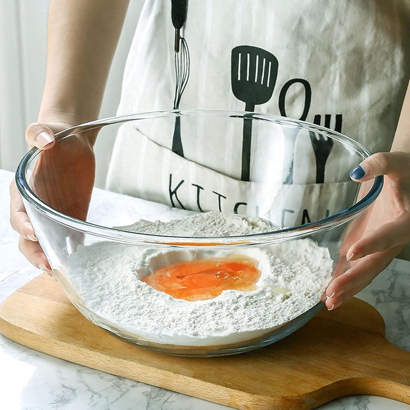 Homwin Glass Mixing Bowl Set for Baking 3Piece Salad Bowl Set 1qt 25qt 42qt High Brosilicate Large Bowls for Kitchen Prepping Serving and Storage Microwave Dishwasher Oven Safe - Image 2