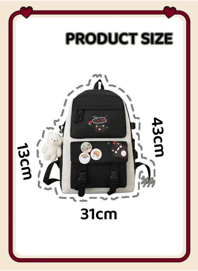Generic - 5 Pcs Adult Backpack School Bags Set Backpacks with Pendant Lightweight Elementary School Students Girls Large Capacity  for Teen Girls School Backpack - Image 1