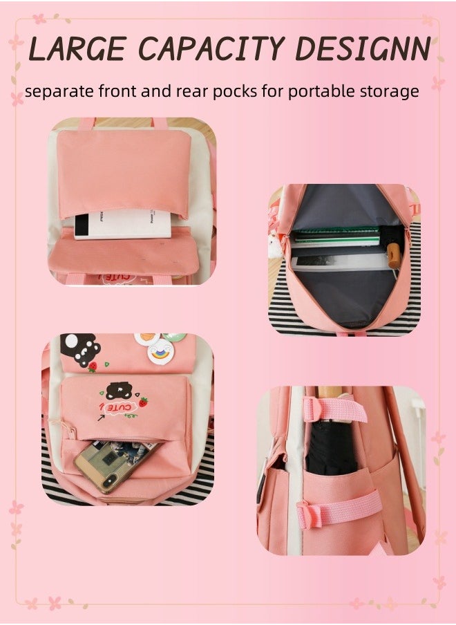 Generic - 5 Pcs Adult Backpack School Bags Set Backpacks with Pendant Lightweight Elementary School Students Girls Large Capacity  for Teen Girls School Backpack - Image 1