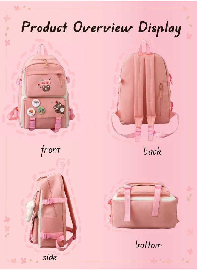 Generic - 5 Pcs Adult Backpack School Bags Set Backpacks with Pendant Lightweight Elementary School Students Girls Large Capacity  for Teen Girls School Backpack - Image 1