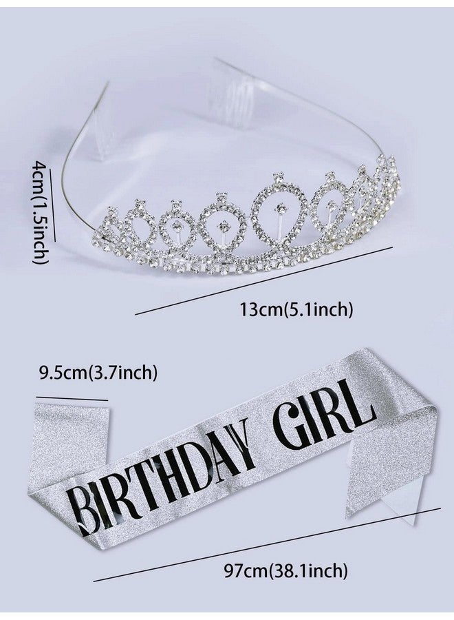 YouBella Jewellery Stylish Birthday Sash and Crown - Pack of 2 Pcs | Birthday Girl Crown | Birthday Gifts for Best Friend/Sister (YBHAIR_41725) (Silver) - Image 2