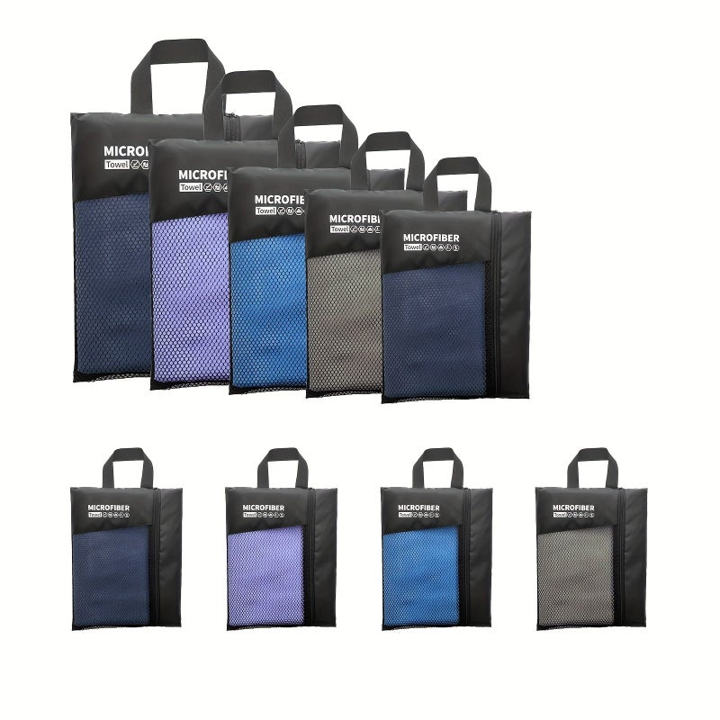 Blue S(48x81cm) Microfiber Towel: Quick Drying, Super Absorbent with Mesh Bag. Ideal for Camping, Gym, Beach, Yoga, Swimming & Travel. - Image 1