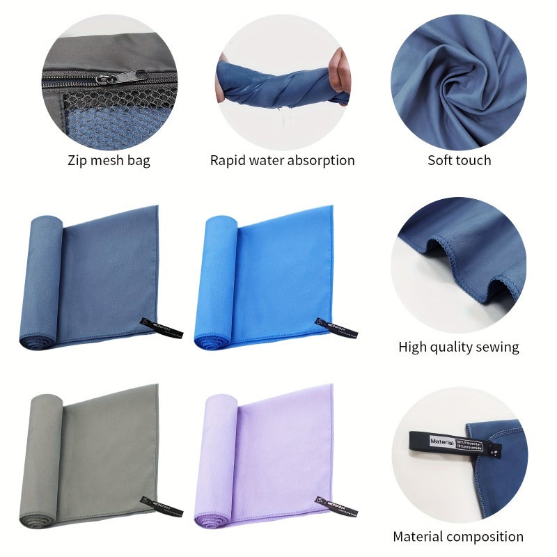 Blue S(48x81cm) Microfiber Towel: Quick Drying, Super Absorbent with Mesh Bag. Ideal for Camping, Gym, Beach, Yoga, Swimming & Travel. - Image 4