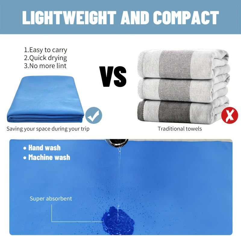 Blue S(48x81cm) Microfiber Towel: Quick Drying, Super Absorbent with Mesh Bag. Ideal for Camping, Gym, Beach, Yoga, Swimming & Travel. - Image 5