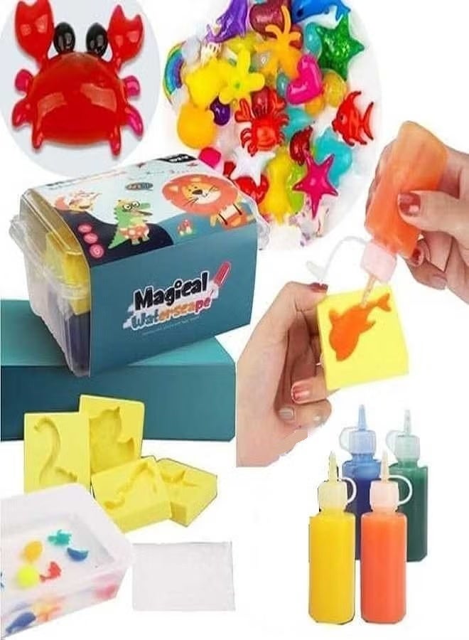 Diy New Magic Water Toys Set 3D Magic Water Gel Plastic Glass with Molds Water Educational Toy for Kids DIY Marine Life Toys Multiple Colors First Choices (4 Colors) - Image 1