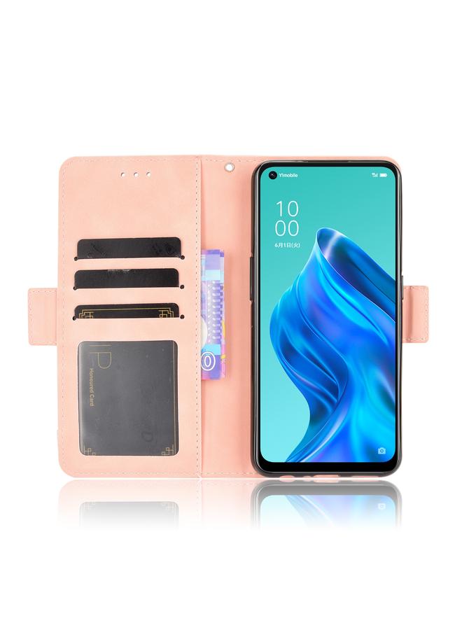 اس-توب جراب لهاتف OPPO Reno5 جراب جلدي أفقي قابل للطي بنمط جلد العجل مع حامل وفتحات للبطاقات وإطار للصور - Image 5