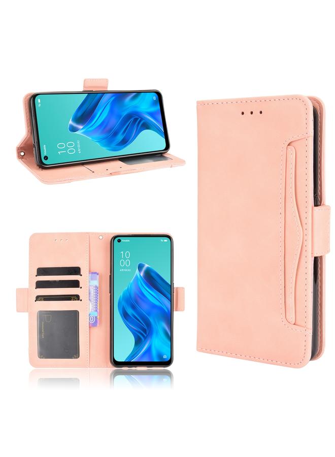 اس-توب جراب لهاتف OPPO Reno5 جراب جلدي أفقي قابل للطي بنمط جلد العجل مع حامل وفتحات للبطاقات وإطار للصور - Image 1