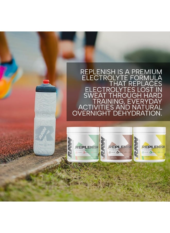Raw - RAW Replenish, Premium Electrolytes Powder Recovery Formula - Flavored Electrolyte Drink Mix Supplement for Hydration, Replenishment, Endurance & Performance (60 Serving, Lemon Lime) - Image 1