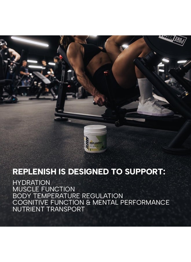 Raw - RAW Replenish, Premium Electrolytes Powder Recovery Formula - Flavored Electrolyte Drink Mix Supplement for Hydration, Replenishment, Endurance & Performance (60 Serving, Lemon Lime) - Image 1