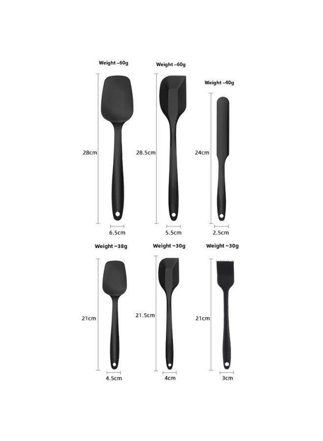 Integrated Silicone Scraper Six-piece Set Suit Cake Scraper Cream Spatula Baking Tools Support Generation-Color:Black-Specifications:Silicone Six-piece Set (opp Bag Packaging) - Image 3