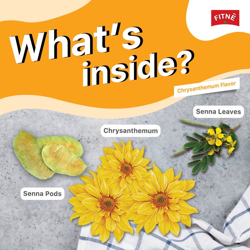 FITNÈ Chrysanthemum Herbal Tea Senna Infusion Smooth Mild Soothing Beverage Natural Gentle Detox Cleanse No Calories Caffeine Free, 30 Tea Bags - Image 4
