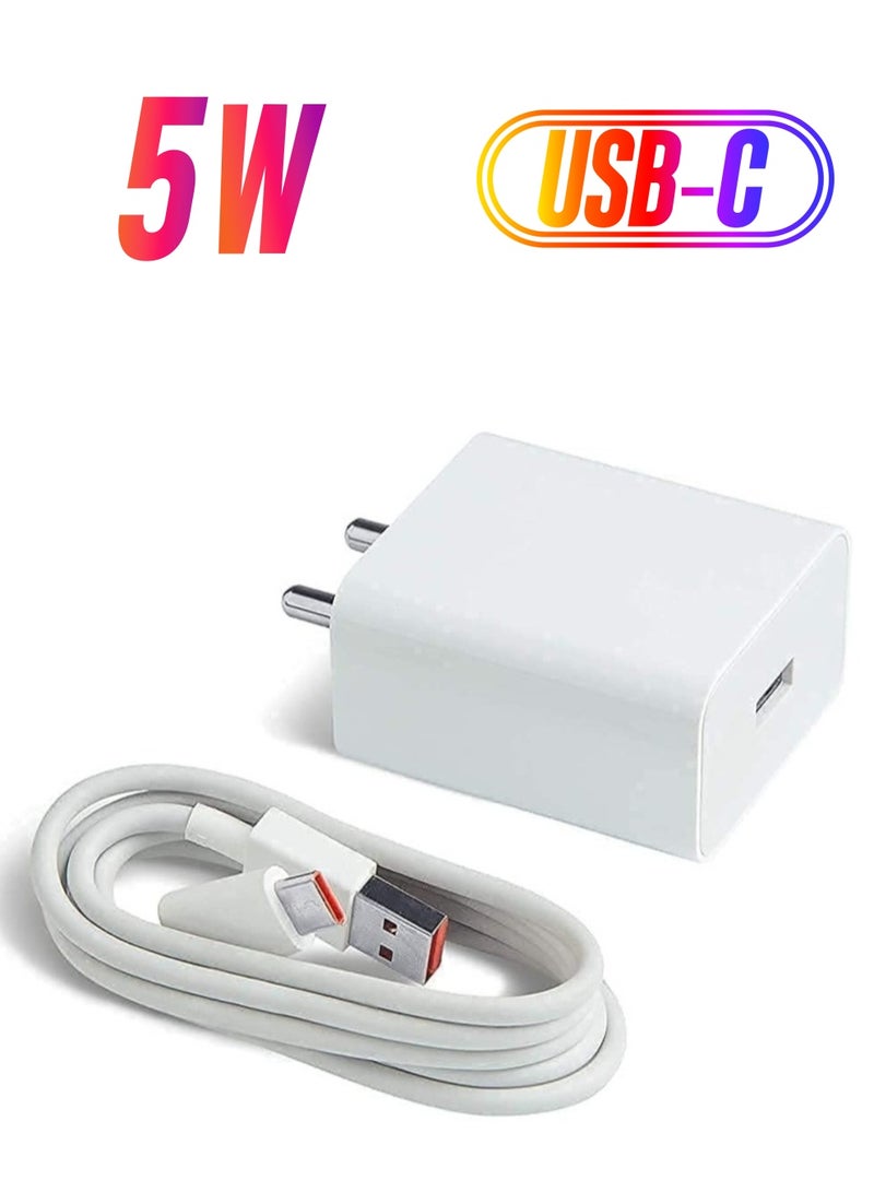 ELTRAZONE Fast Type-C Charger Like for Original Xiaomi Redmi Note 9 Pro Max, Note 10 Pro, Note 10 Pro Max, Note 8, Note 8 Pro, Note 7, Mi A1, Mi A2, Mi A3 Charger with 1Mtr Type -C Charging Data Cable 5 W 2.4 A  - Image 1
