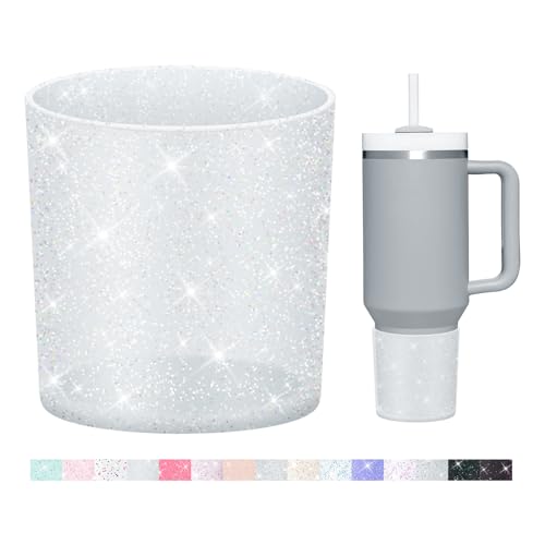 WUQID Glitter Higher Silicone Boot Compatible with Stanley Quencher H2.0 40oz 30oz 20oz & IceFlow Flip 30oz 20oz, Tumbler Cups Anti-Slip Bottom Sleeve Cover - Image 1