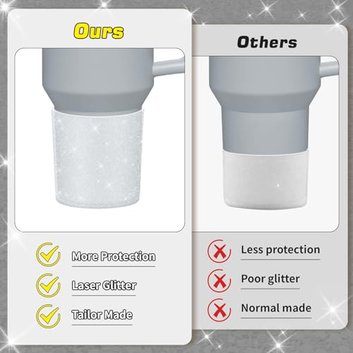 WUQID Glitter Higher Silicone Boot Compatible with Stanley Quencher H2.0 40oz 30oz 20oz & IceFlow Flip 30oz 20oz, Tumbler Cups Anti-Slip Bottom Sleeve Cover - Image 5