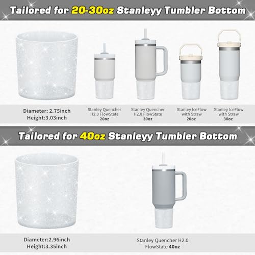 WUQID Glitter Higher Silicone Boot Compatible with Stanley Quencher H2.0 40oz 30oz 20oz & IceFlow Flip 30oz 20oz, Tumbler Cups Anti-Slip Bottom Sleeve Cover - Image 2