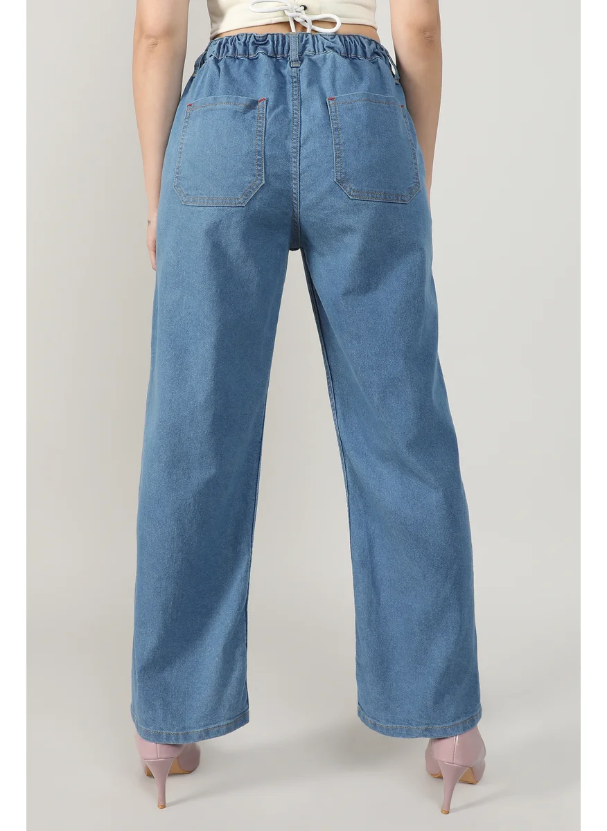 Campus Sutra Women's Light Blue Contrast Patch Denim Jeans