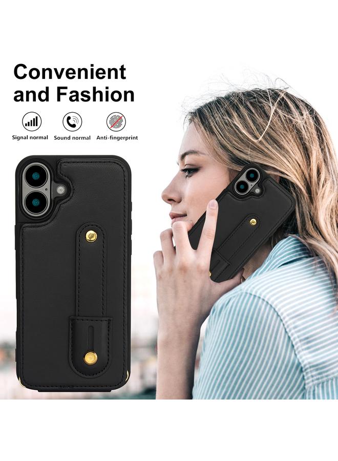 S-TOP Case For iPhone 16 Wristband Vertical Flip Wallet Back Cover Phone Case with Long Lanyard - Image 4