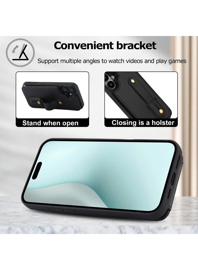 S-TOP Case For iPhone 16 Wristband Vertical Flip Wallet Back Cover Phone Case with Long Lanyard - Image 5