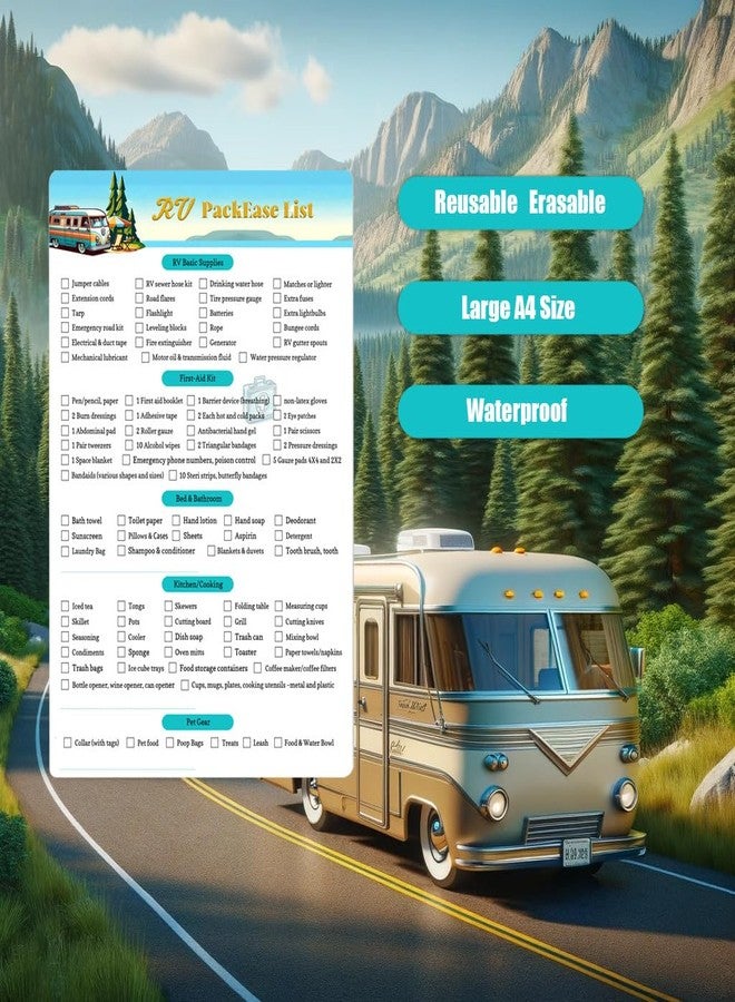 lovielf RV Equipment Checklist Packing List - Erasable Reusable Laminated & Double Sided | A4 Size 8.27" X 11.69" | - Image 2
