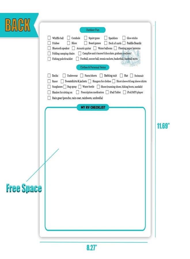 lovielf RV Equipment Checklist Packing List - Erasable Reusable Laminated & Double Sided | A4 Size 8.27" X 11.69" | - Image 3
