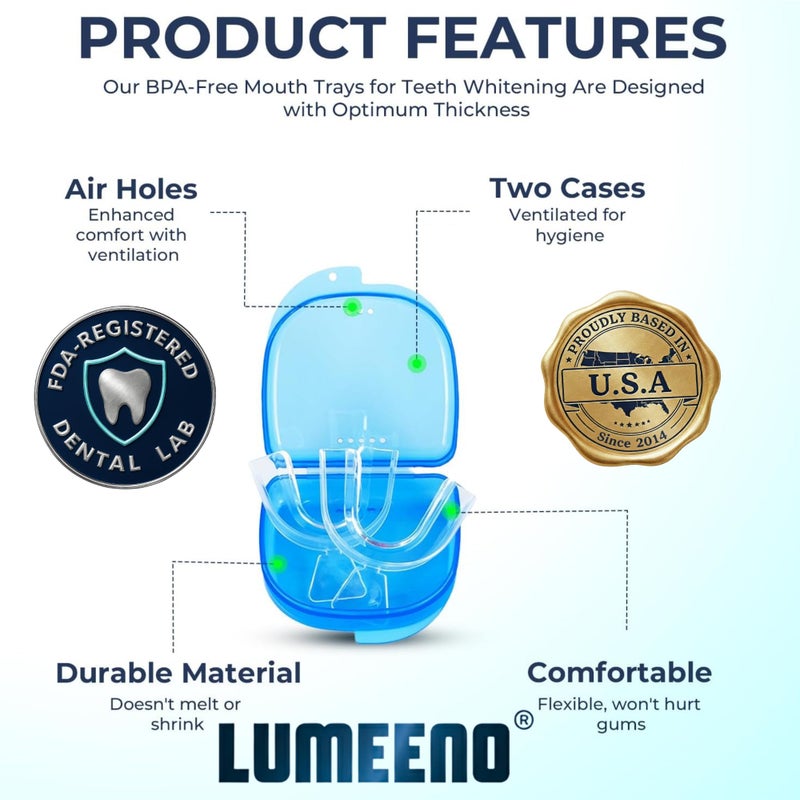 Lumeeno أطباق أسنان قابلة للتشكيل للتبييض - 4 قطع مع 2 علب - متوافقة مع جل تبييض الأسنان أوباليسنس - Image 2