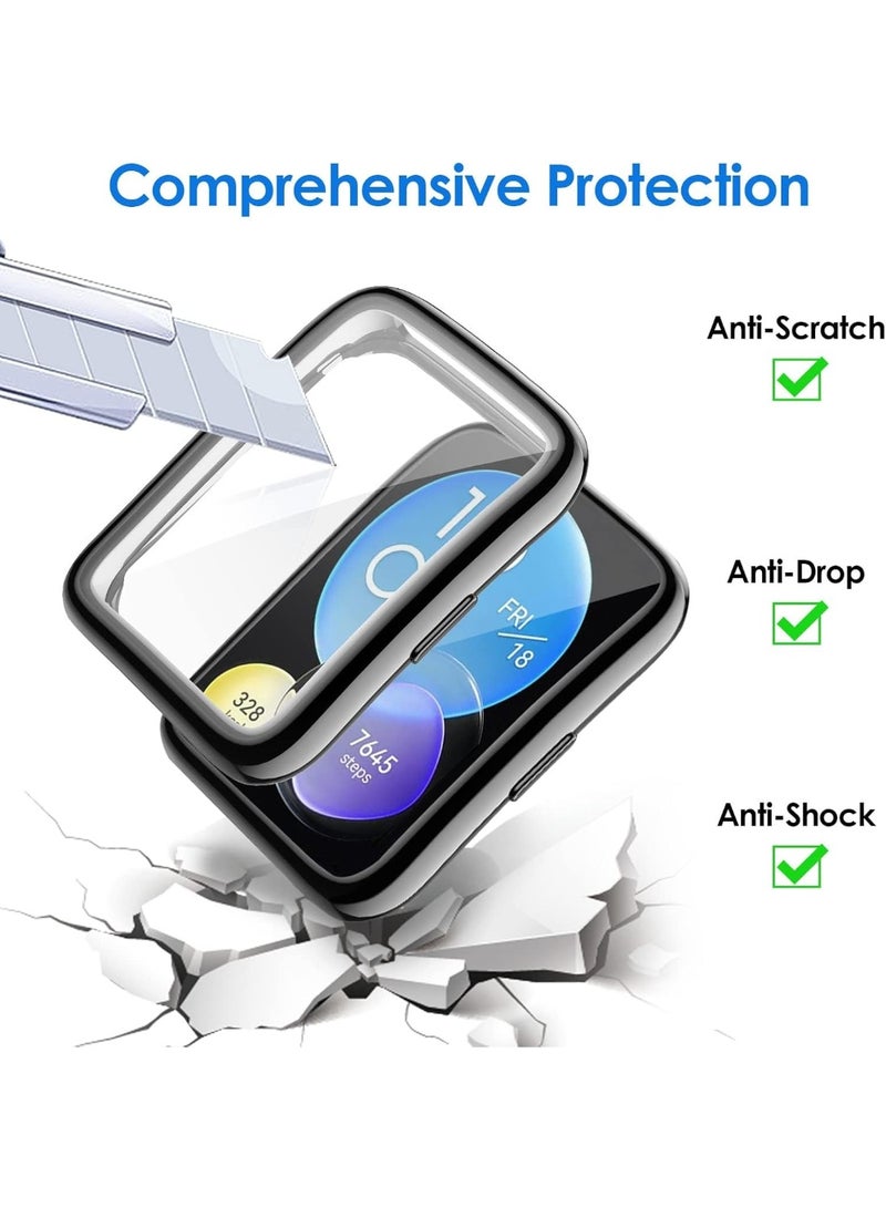 Case Compatible with Huawei Watch Fit 2 Protective Case, Flexible TPU Full Protection Screen Protector Cover Scratch-Resistant Screen Protector Case For Huawei Fit 2 (Black) - Image 3