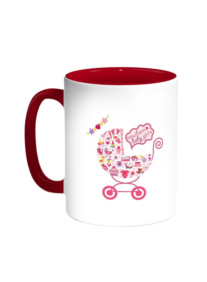 RYN New Baby Printed Coffee Mug Red/White 11ounce