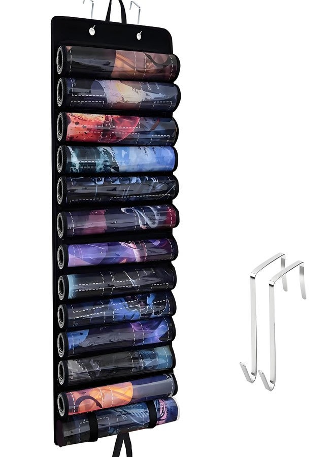 Viyohoh Playmat Holder, Playmat Tube Storage Bag for MTG with 2 Hooks, Fits 12+1 Game Mats & Tubes with Transparent Plastic Slots, Portable Organizer Case for TCG/CCG/RPG Mat (Black) - Image 1