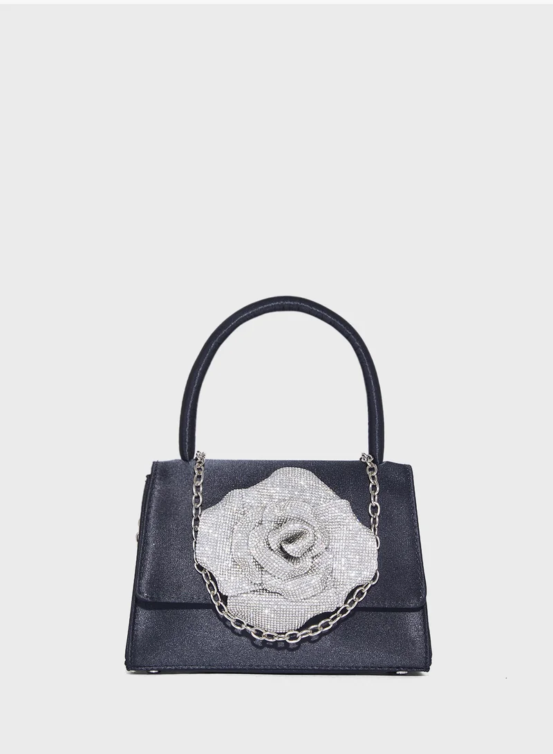 ايلا ليمتد اديشن Rhinestone Oversized Floral Satchel Bag