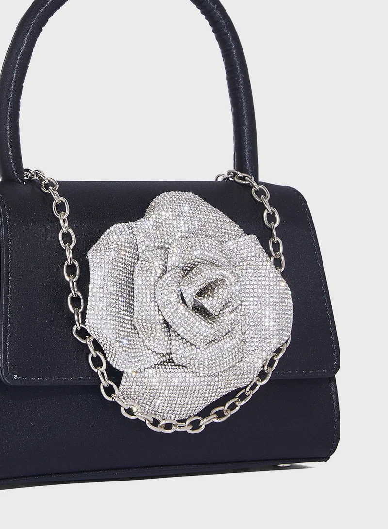 ايلا ليمتد اديشن Rhinestone Oversized Floral Satchel Bag