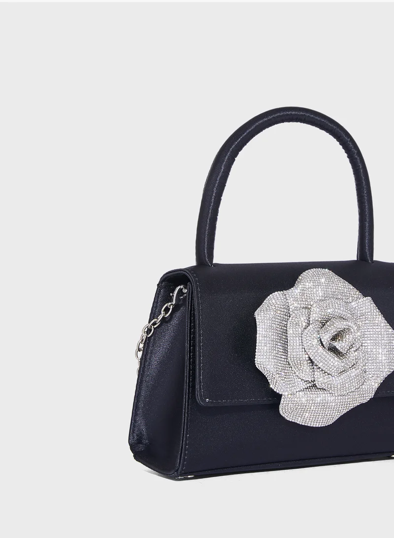ايلا ليمتد اديشن Rhinestone Oversized Floral Satchel Bag