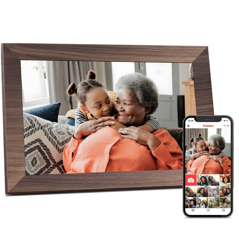 Pastigio Digital Picture Frame Frameo WiFi 101 Inch 1280 800IPS Touch Screen Digital Photo Frame 32GB Memory AutoRotate Share Videos Pictures Birthday Gift for Friend Family Wood Color Plastic Frame - Image 2