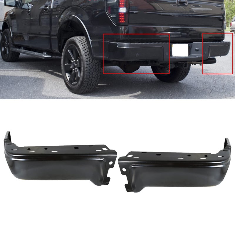 ANTUKO 1 Pair Black Rear Bumper Ends Steel Replacement for 20092014 F150 9L3Z17906CPTM FO1102375