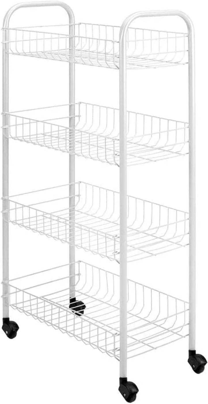 Metaltex Pisa 4-Tier Trolley with Wheels - Multipurpose Storage Cart for Home including Kitchen, Bathroom, Office and Garage – White, 41 x 23 x 84 Centimetres - Image 1