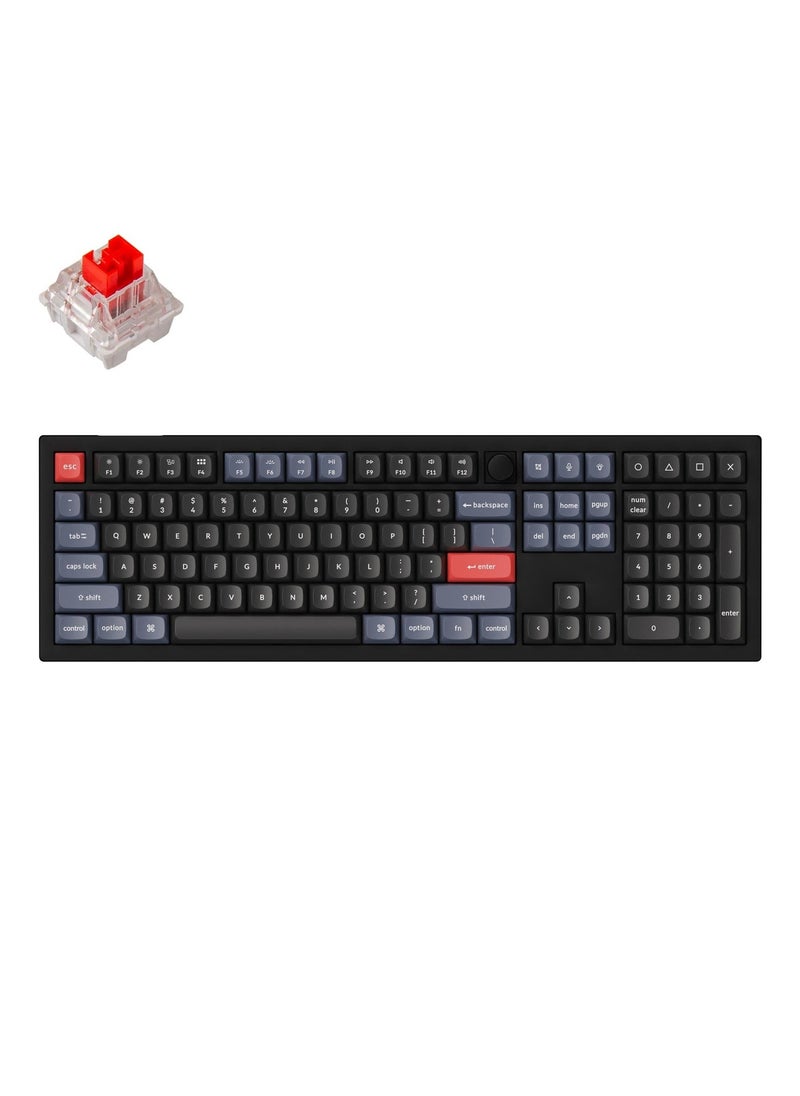 Keychron V6 Max Swappable RGB Backlight Red Switch Keyboard- Black - Knob Version