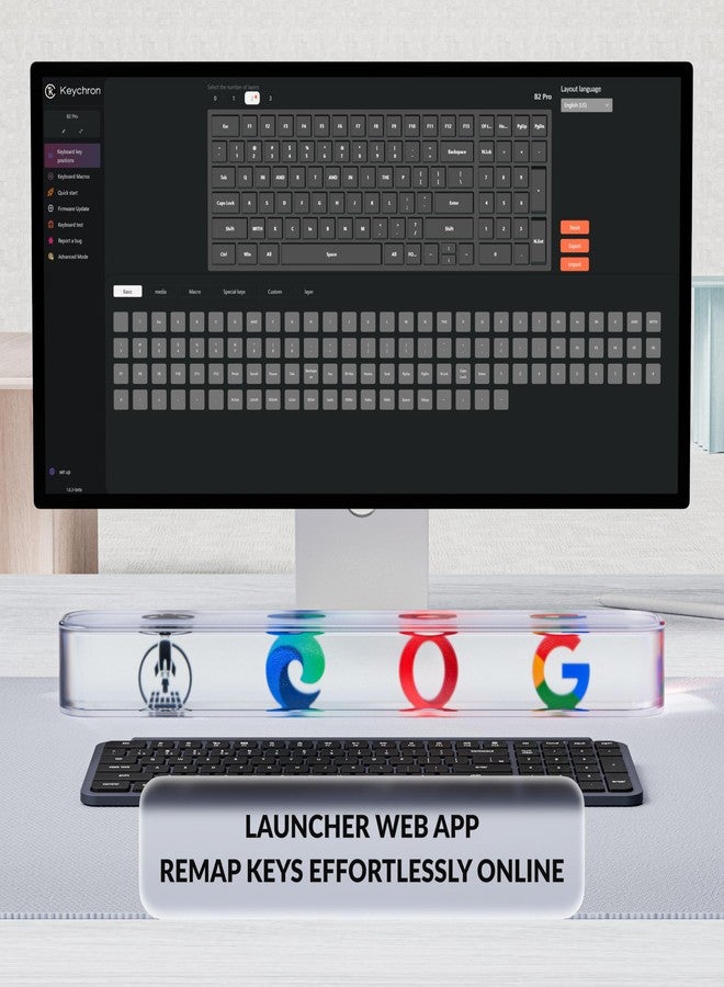 Keychron Ultra-Slim B2 Pro Bluetooth Keyboard, 2.4 GHz Wireless & Wired Lightweight 96% Layout, Programmable Launcher with Numeric Keypad Compatible for Mac Windows Linux - Space Gray - Image 2