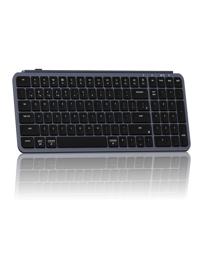 Keychron Ultra-Slim B2 Pro Bluetooth Keyboard, 2.4 GHz Wireless & Wired Lightweight 96% Layout, Programmable Launcher with Numeric Keypad Compatible for Mac Windows Linux - Space Gray - Image 1