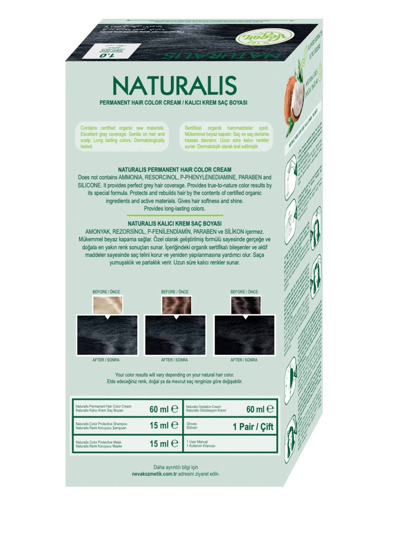 NEVA NEVA Naturalis Permanent Hair Color, Vegan,100% Gray Coverage, Organic, No Harmful Chemicals, Ammonia Free, Long-Lasting - INTENSE BLACK - 1.0  - Image 2