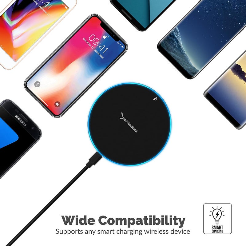 SABRENT 10W qi Wireless Fast Charger Charging Pad Universally Compatible with All qi Enabled Phones AC Adapter Not Included Black WLQIFC - Image 4