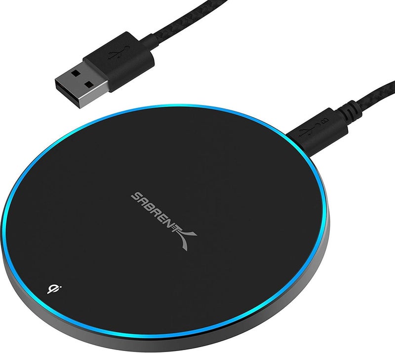 SABRENT 10W qi Wireless Fast Charger Charging Pad Universally Compatible with All qi Enabled Phones AC Adapter Not Included Black WLQIFC - Image 1