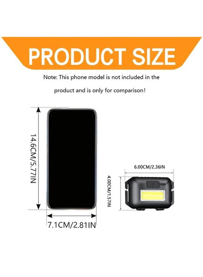 2pcs Black COB Headlamp Portable Flash Light 3 Modes Elastic Headband for Emergency Repair - Image 4