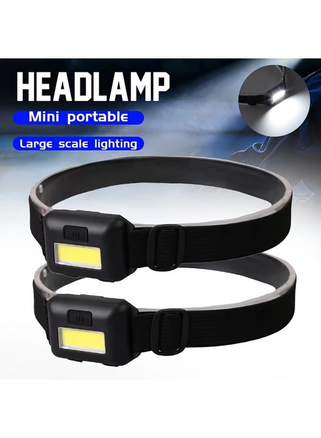 2pcs Black COB Headlamp Portable Flash Light 3 Modes Elastic Headband for Emergency Repair - Image 3